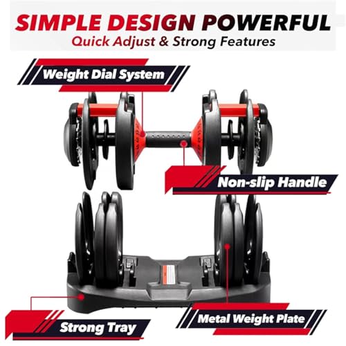 HAKENO 15 Weight in 1 Adjustable Dumbbell 53LB with Fast Automatic Adjustable and Weight Plate for Body Workout Home Gym （...