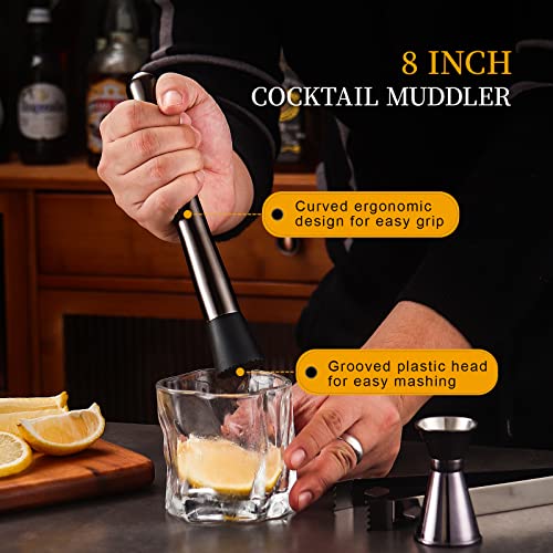 Bartender Kit with Bamboo Stand, 12 Piece 25oz Cocktail Shaker Set with All Essential Bar Tools Set for Drink Mixing, Idea...