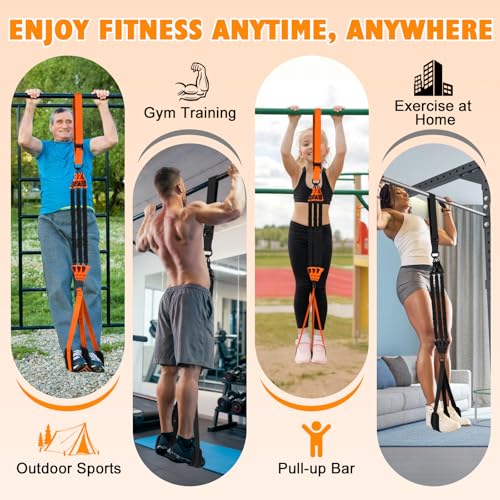 Two Foot Pull Up Assistance Bands,Heavy Duty Pull Up Workout Bands,Adjustable Weight/Size with Comfortable Fabric Feet/Kne...