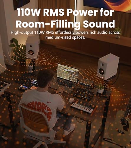 Edifier MR5 2.0 Studio Monitor Bookshelf Speakers, 110W(RMS), Hi-Res Audio, Bluetooth 6.0, 3-Way Active Design, Room Compe...