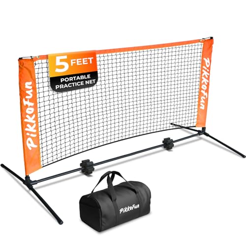 PIKKOFUN Mini Pickleball Net (5 FT Wide), Small Portable Dink Practice Net for Indoor & Outdoor, 60-Second Tool-Free Setu...