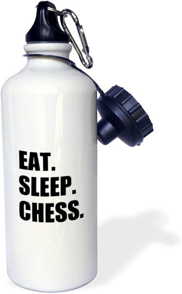 3dRose Eat Sleep Chess Player-Game Playing Passion Black Text Sports Water Bottle, 21 oz, Multicolored