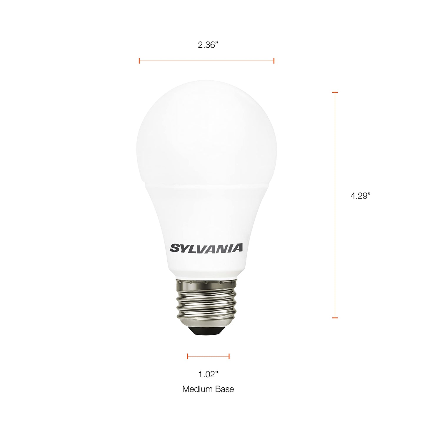 Ledvance Sylvania Led A19 Light Bulb, 60W Equivalent, Soft White, 8.5W, 4 Pack, Medium Base, Model 73888