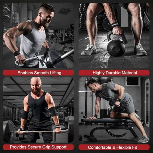 Vtrbwze Gym Lifting Straps for Weightlifting & Deadlift - Non-Slip Silicone Grip, Padded Wrist Support for Bodybuilding, W...