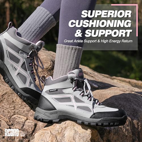 R CORD Womens Hiking Boots Waterproof Mid-Cut Hiking Boots Womens Non-Slip Hiking shoes Outdoor Trekking Camping Trail Out...