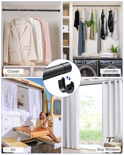 Supforce Closet Rods for Hanging Clothes, 17 to 84 Inches Stepless Adjustable Metal Closet Rod, 1.3 Inches Heavy Duty Clot...