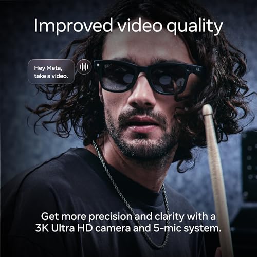 Ray-Ban Meta (Gen 2), Wayfarer Large, Matte Black | Smart AI Glasses for Men, Women — 2x Battery Life — 3K HD Resolution —...