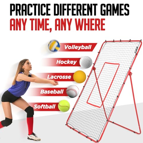 ZEALFEEL Volleyball Rebounder, 6-Angle Adjustable 4x7 FT Volleyball Rebound Net for Backyard with Steel Frame & High-Tensi...