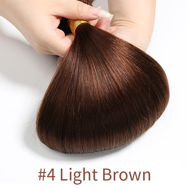 Peenoll 16 18 20 Inch Straight Wave Human Hair Bundles Honey Brown Color 4 Weave Bundles Human Hair 12A Unprocessed Brazilian Vi
