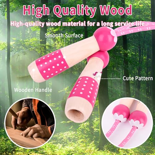 EGOSKY Jump Rope Kids, 7.2ft Children Adjustable Cotton Skipping Rope with Wooden Handle for Boys Girls Fitness Outdoor Ac...