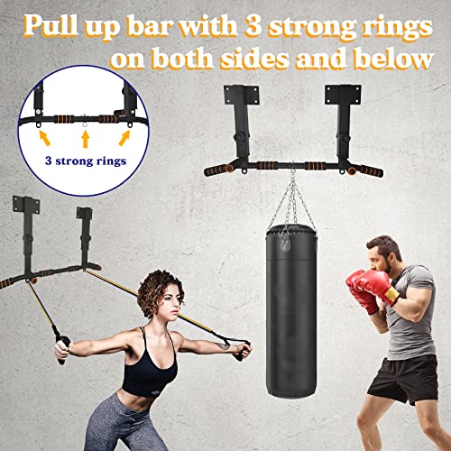 BDL Wall Mounted Pull Up Bar Chin Up bar Multifunctional Dip Station for Indoor Home Gym Workout, Power Tower Set Training...