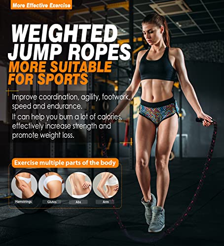 Weighted Jump Rope for Fitness - 9.8ft Heavy Battle Ropes for Exercise, 3LB Workout Rope for Women & Men, Skipping Rope Fo...