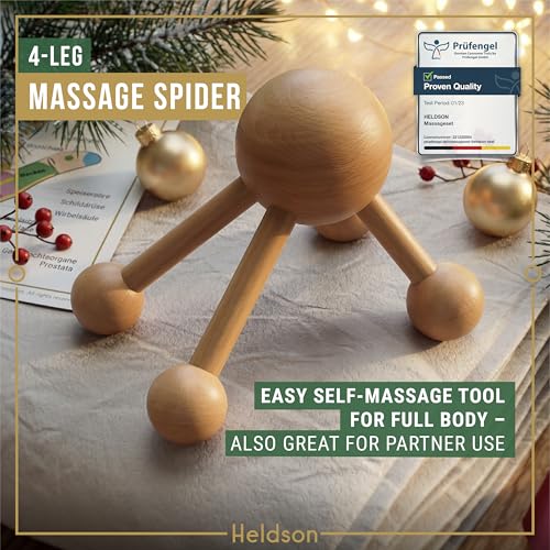 HELDSON® Wooden Therapy Massage Tools [6 Pieces] - Wood Rollers for Body Sculpting - Lymphatic Drainage Massager - Celluli...