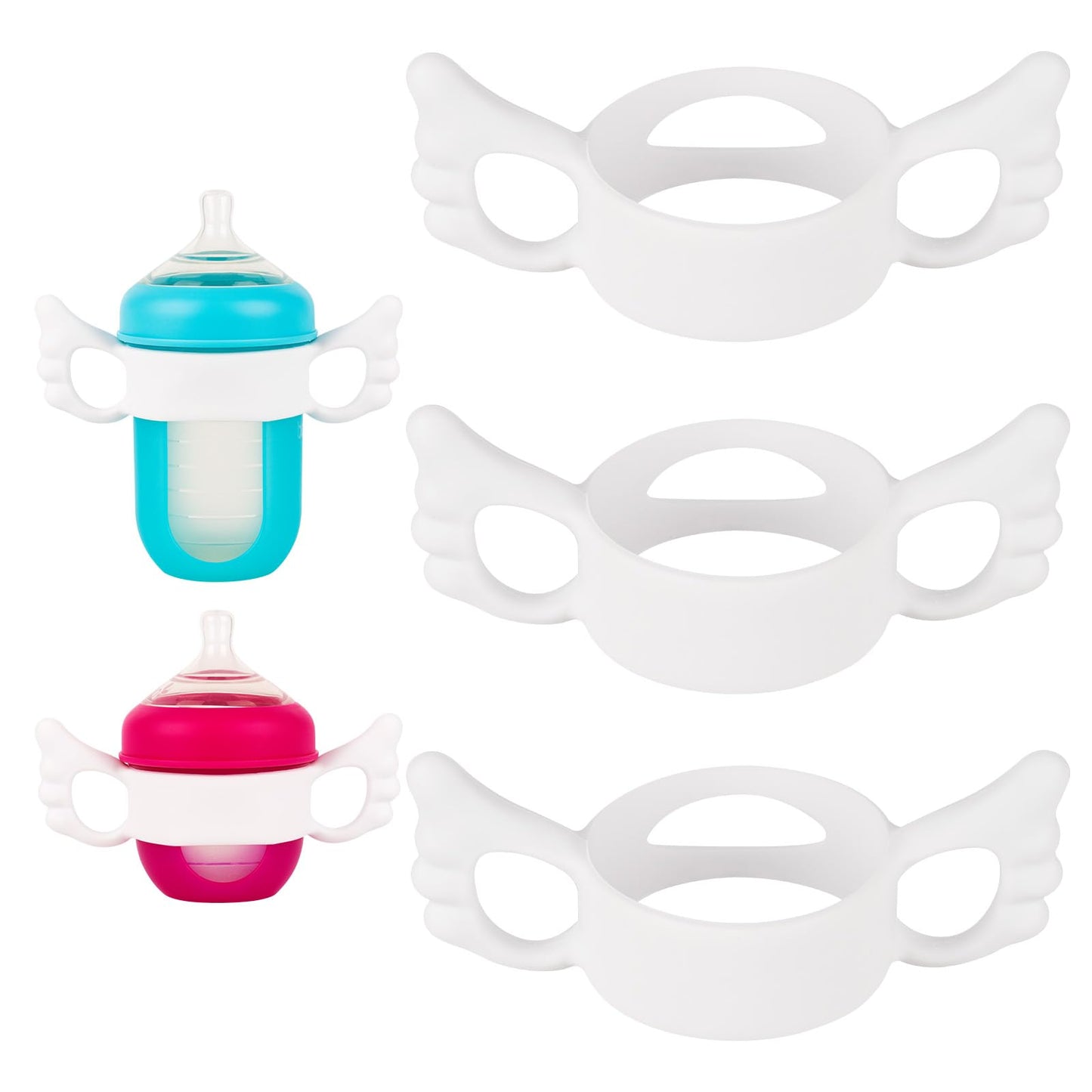 Baby Bottle Handles for Boon Nursh Reusable Silicone Pouch Baby Bottles, Easy Grip Silicone Bottle Holder for Self Feeding