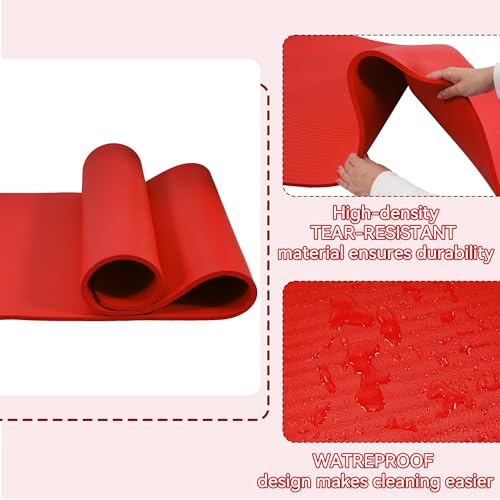 Fitvids Yoga Mat, 1/2-Inch Extra Thick High Density Exercise Mat, Anti-Tear Exercise Yoga Mat with Carrying Strap, Suitabl...