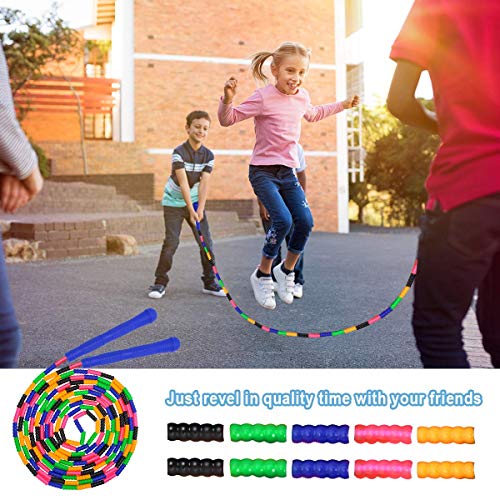 Coolrunner 16 FT Long Jump Rope(2 PACK), Double Dutch Jump Ropes, Soft Beaded Skipping for Kids Adults, Plastic Segmented ...