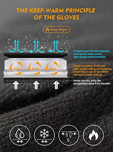 TRENDOUX Winter Gloves for Men Warm: 3M Thinsulate -20℉ Windproof Waterproof Ski Women Glove with Touchscreen Thermal Lini...