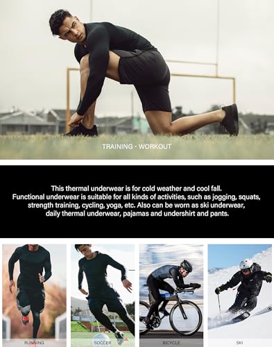 HovSiyla 3 Pack Men's Thermal Underwear Shirts Compression Fleece Lined Long Sleeve Athletic Base Layer Cold Weather
