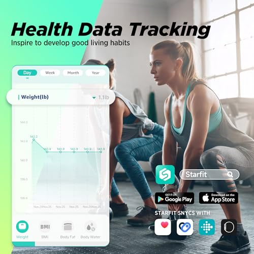 RunStar Digital Bathroom Scale for Body Weight, Body Fat, BMI 28 Measurements, Innovative 8-Electrode Smart Scales FSA&HSA...