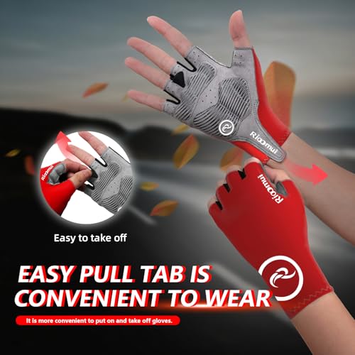 Rioomui Cycling Gloves,Anti-Slip 5mm Padded Biking Gloves for Men Women Shock-Absorbing Summer Breathable for Road Bicycle...