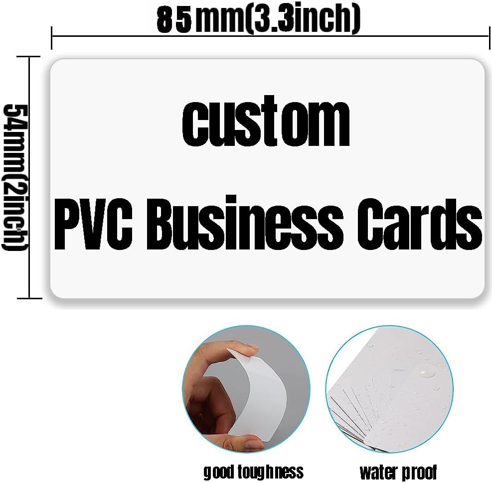 200Pcs Custom Business Cards PVC Waterproof Add Photo/Text/Logo Print Your Own Business Cards Personalized Double-sided Printed Glossy Matte Frosted 0.38mm Thickness