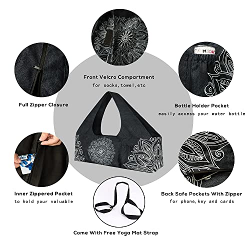 Yoga Mat Bag - Large Yoga Bag with Yoga Mat Strap, Zipper and Pockets - Yoga Bags and Carriers Fits All Your Stuff - Perso...