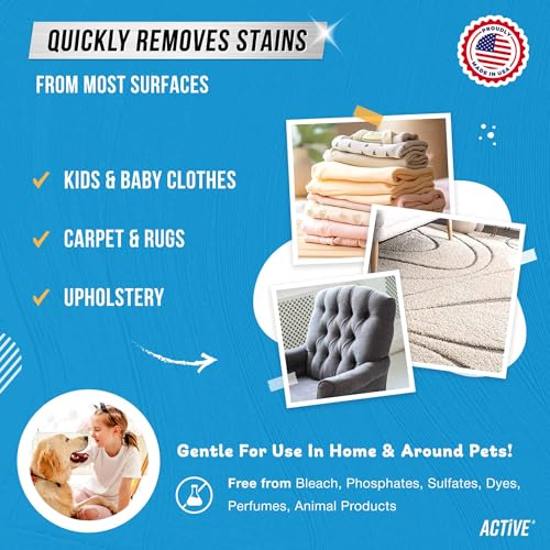 Messy Kids Stain Remover Spray - ACTIVE Laundry Spot Cleaner, Natural Stain Treater Spray for Baby Clothes Fabric, Toddler...