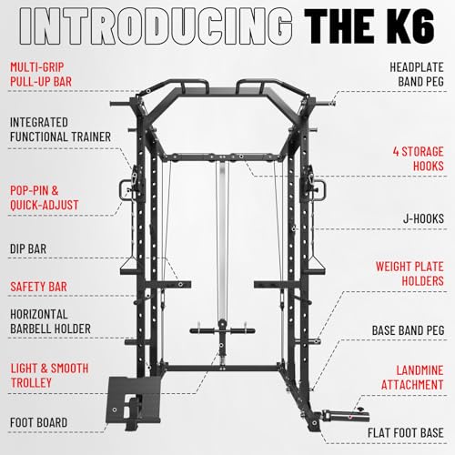Mikolo Power Cage, Power Rack with Cable Crossover System, 1500LBS Squat Rack with LAT Pull Down System, Workout Cage with...