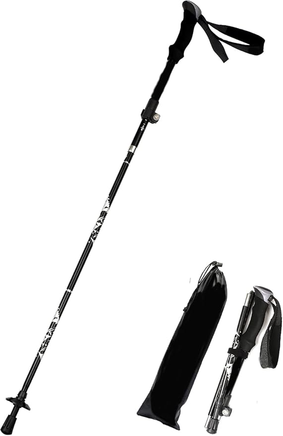 Lightweight Aluminum Collapsible Trekking Pole, Adjustable 7075 Walking Stick for Hiking, Travel & Outdoor Adventures, Qui...