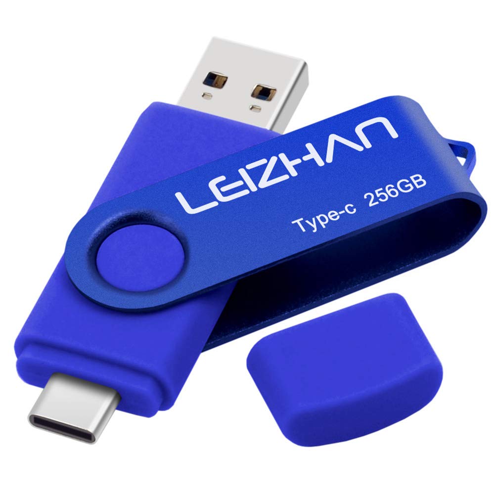 Leizhan 3.0 Usb C Flash Drive 256Gb, Type C Photo Stick For Htc 10,Huawei P20,Samsung Galaxy S10, S9, Note 9, S8, S8 Plus, Blue