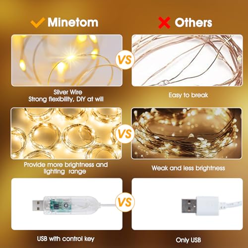Minetom Curtain Lights, 300 LED Dimmable Fairy Lights Twinkle Lights with Remote and Timer, 8 Modes, USB Powered String Li...