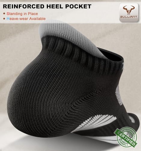 BULLIANT Men Running Socks,Active Ankle Socks No Show For Men With Cushioned Footbed Arch Support Breathable Wicking