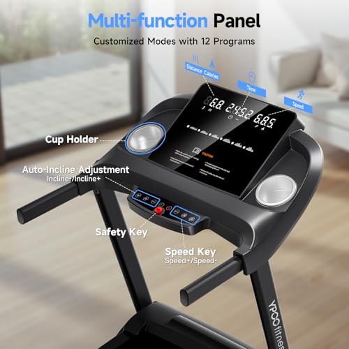 Treadmills for Home with Incline, Auto Foldable Running Treadmills, 8.0 MPH Walking Pad Treadmill with Bluetooth, 300 lbs ...