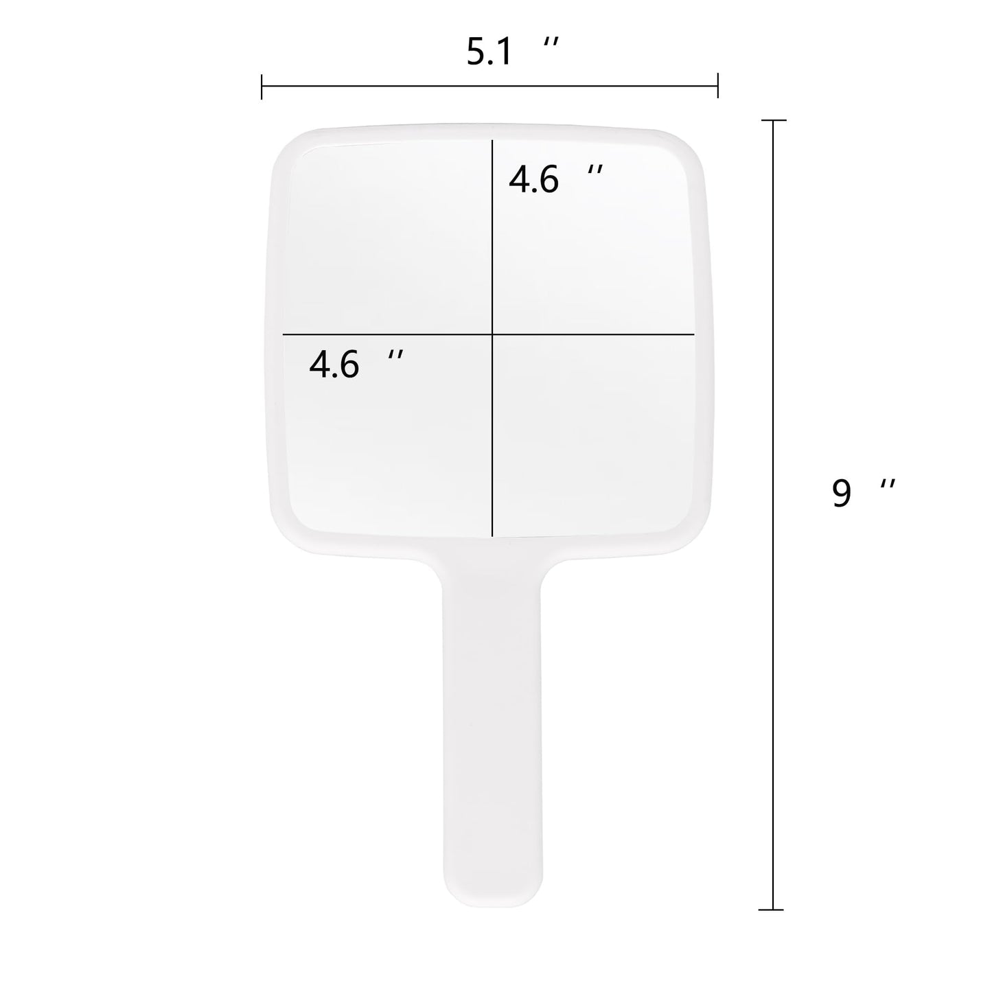 YCHMIR Square Hand Held Mirror Hand Mirror Travel Mirror Diamond Pattern 9 x 5.1 inch White