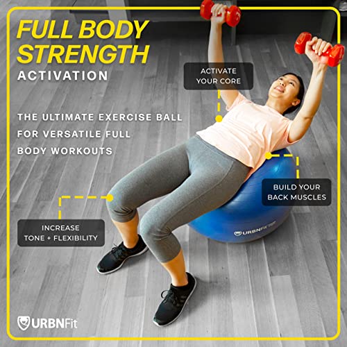 URBNFit Exercise Ball - Yoga Ball for Workout Pregnancy Stability - AntiBurst Swiss Balance Ball w/ Pump - Fitness Ball Ch...