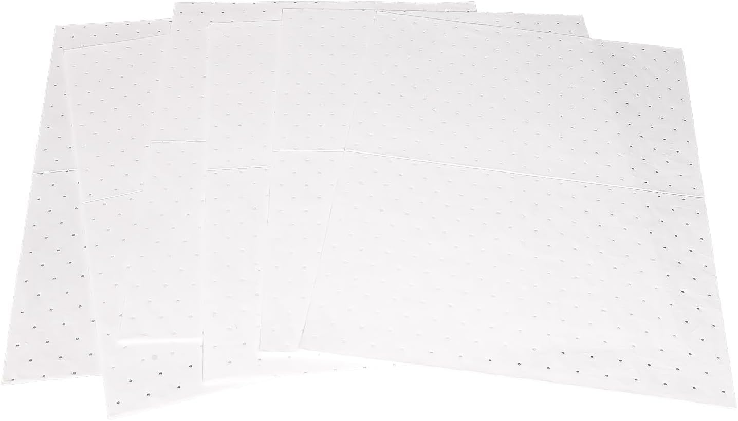 PONO 200 Pcs Oil Absorbent Pads, 15x20 in White Heavy Weight Oil-Only Absorbent Pad,Used for Oil Spill Cleaning in Garage Workshop, Reusable, Washable, Durable