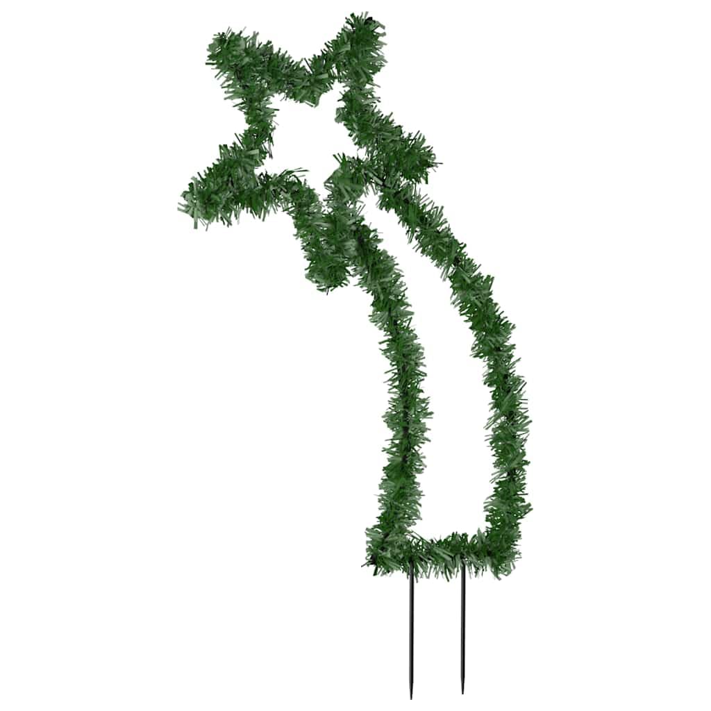 vidaXL Meteor-Shaped Christmas Light Decoration, 80 LED, IP44 Waterproof, 24.4in Size, Green Pine Needle Covering, Warm White Light