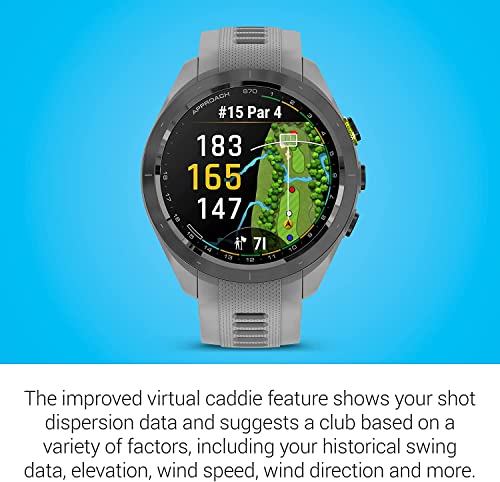 Garmin Approach S70 (Gray, 42mm) Golf GPS Watch AMOLED Display with Charging Stand, Car & Wall Adapters and Cleaning Kit