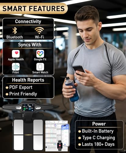 Homerz Smart Scale Pro Max – Bend-Free Smart Scale with BMI, Body Fat, Muscle Mass, Full Body Composition Scale with Digit...