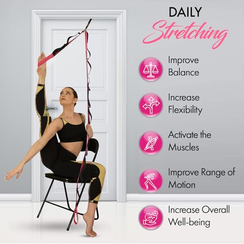 10-Loop Yoga Strap with Door Anchor – Stretch Strap for Flexibility, Deep Stretching, and Improved Balance – Perfect Yoga ...
