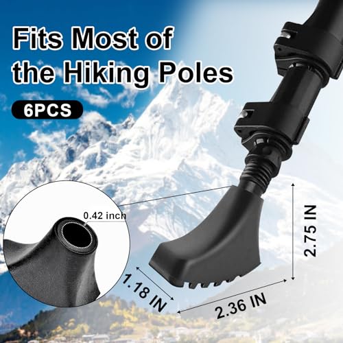 Inscool 6Pcs Replacement Cane Tips - Walking Sticks Accessories, Fit Most Trekking & Hiking Poles