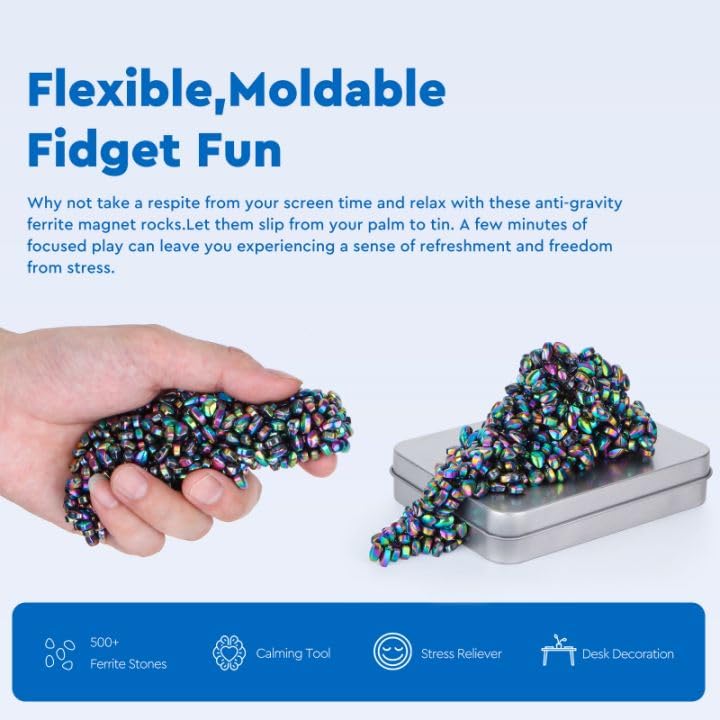 DYRDM 500+ Original Ferrite Putty Colorful, Sensory Stones, Adult Fidget Stress Relief Desk & Office Item, Ferrite Stones ...