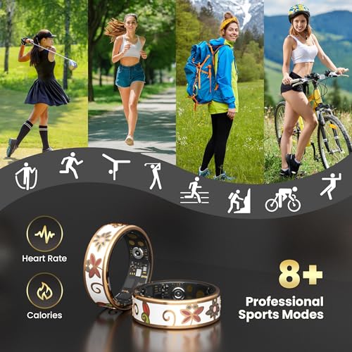 lumthou Enamel Craft Smart Ring for Women & Men - No Subscription Fee Fitness Tracker with Sleep Tracking, Heart Rate, SpO...