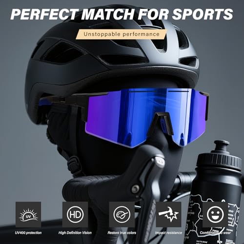 DioKiw 4PACK Polarized Sport Sunglasses for Men UV Protection Cycling Fishing Sun Glasses Big Frame Mountain Bike Goggles