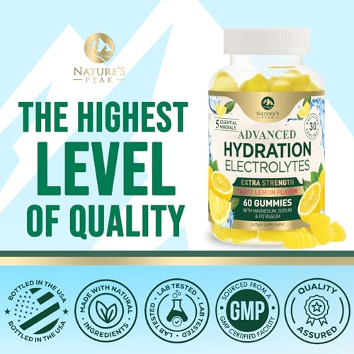 Hydration Electrolyte Gummies - Daily Liquid Replenisher Gummy - Electrolyte Multiplier with Minerals, Potassium & Real Sa...