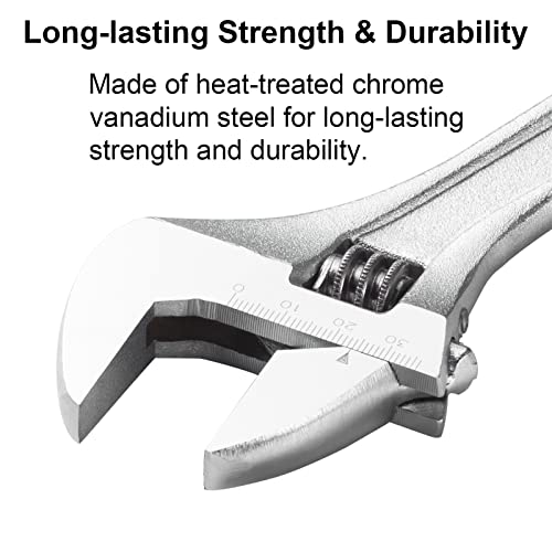 Jetech 8-Inch Adjustable Wrench - Professional Heavy Duty Spanner Chrome Vanadium Steel Shifter Spanner with Metric Scale ...