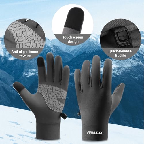 Running Gloves for Men and Women Winter Touch Screen Gloves Lightweight Thermal Liner Gloves with Anti Slip Silicone Palm ...