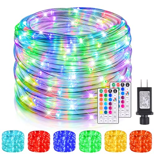Nazuwke 99Ft LED Rope Lights Outdoor, 18 Colors Changing Fairy String Light Plug in with Remote, IP68 Waterproof 300 LEDs ...