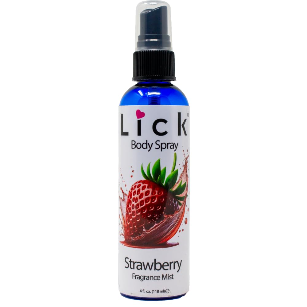 LICK Strawberry Scented Body Spray - Sweet Berry Fragrance Mist - 4 fl oz
