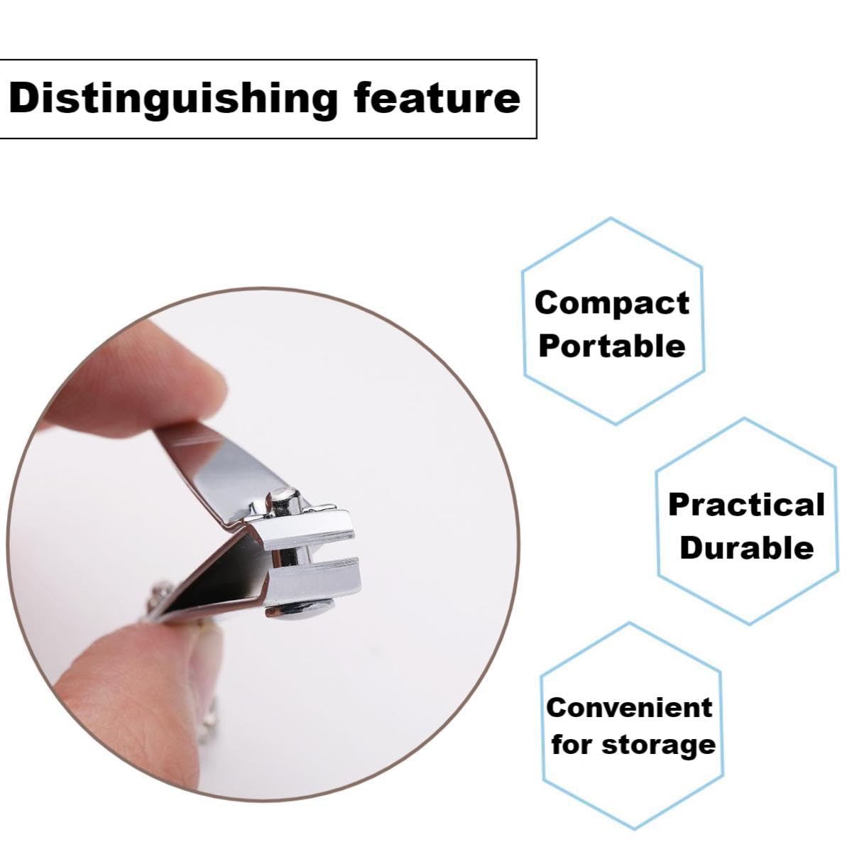 QPOIBSD 2'' Mini Finger Nail Clipper Manicure Trimmer Curved Edge, File & Key Chain ,White (2'', Count, 3)